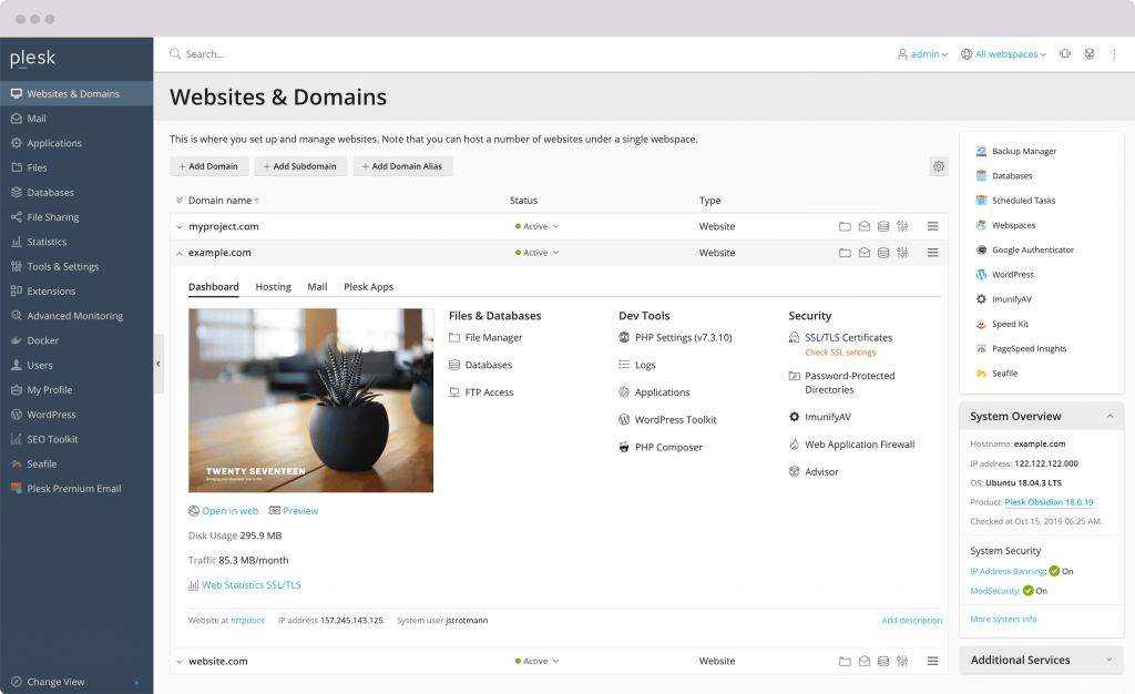 plesk obsidian reseller hosting
